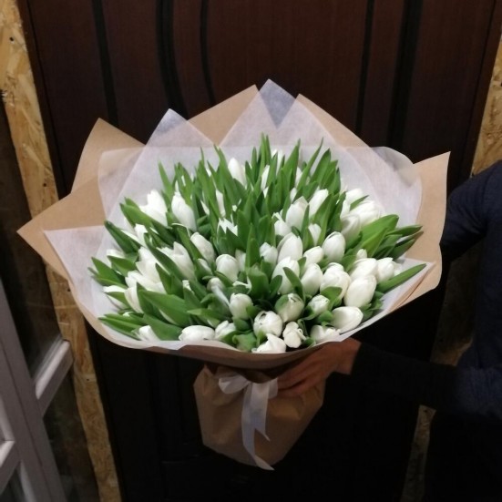 Букет «101 белый тюльпан» - фото 3