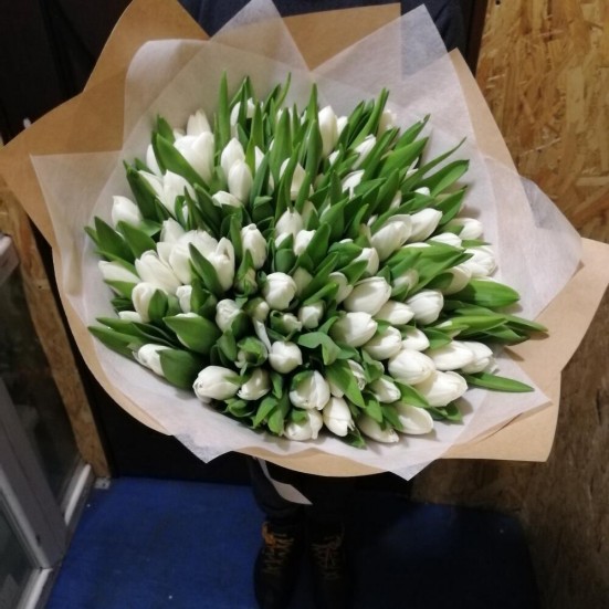Букет «101 белый тюльпан» - фото 4